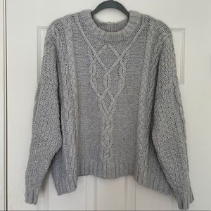 Aerie Grey Cable-knit Sweater